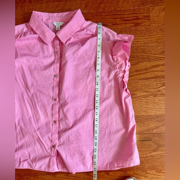 Crown & Ivy- Pink Ruffle Sleeve Women's Top, 100% cotton- size 1X - Picture 9 of 9